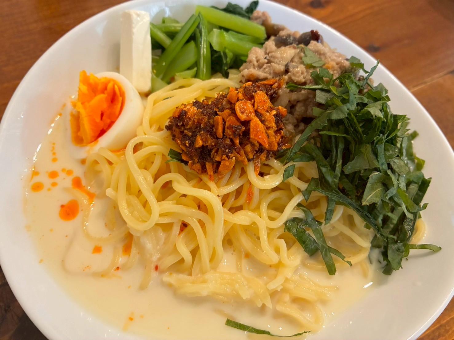冷製豆乳肉みそラー油麺